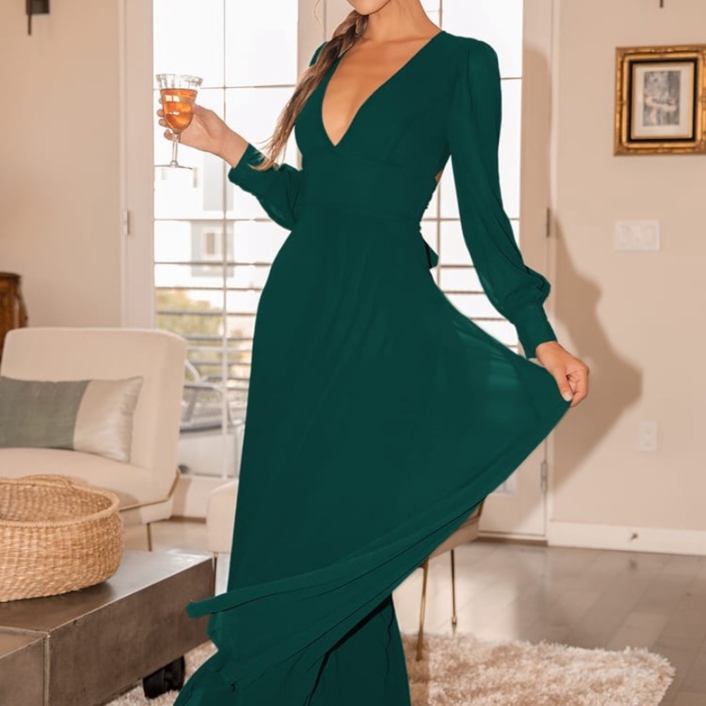 NWT hunter green long sleeve maxi dress Small